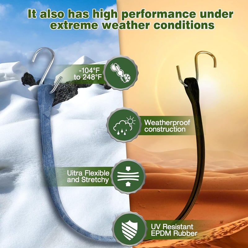 Digank Bungee Cords with Hooks (10 Pack) Heavy Duty Outdoor Rubber Tarp Straps in 10", 15", 21", 31" Sizes, Crimped S Hooks for Cargo, Bikes, Camping Gear, Luggage - Max Stretch 1.5X, Load 180 lbs - Image 3